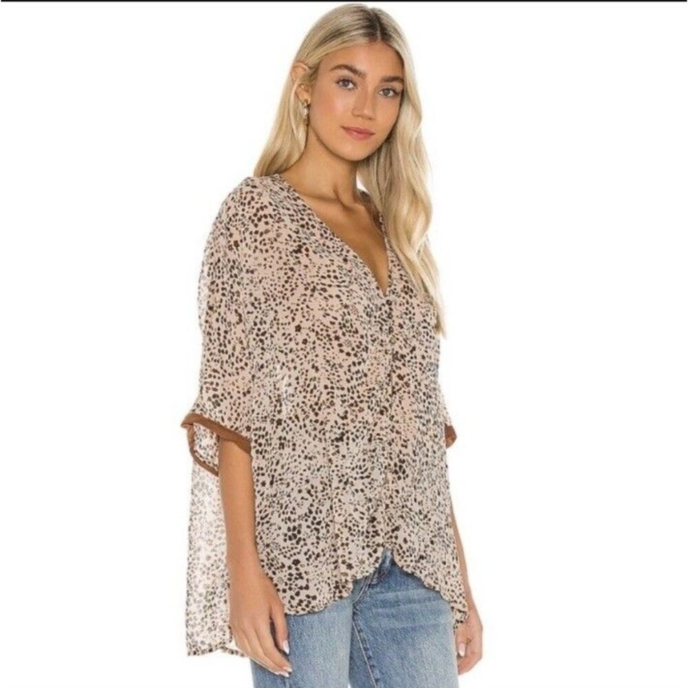 Free People Intimately Sheer Animal Print Top New
